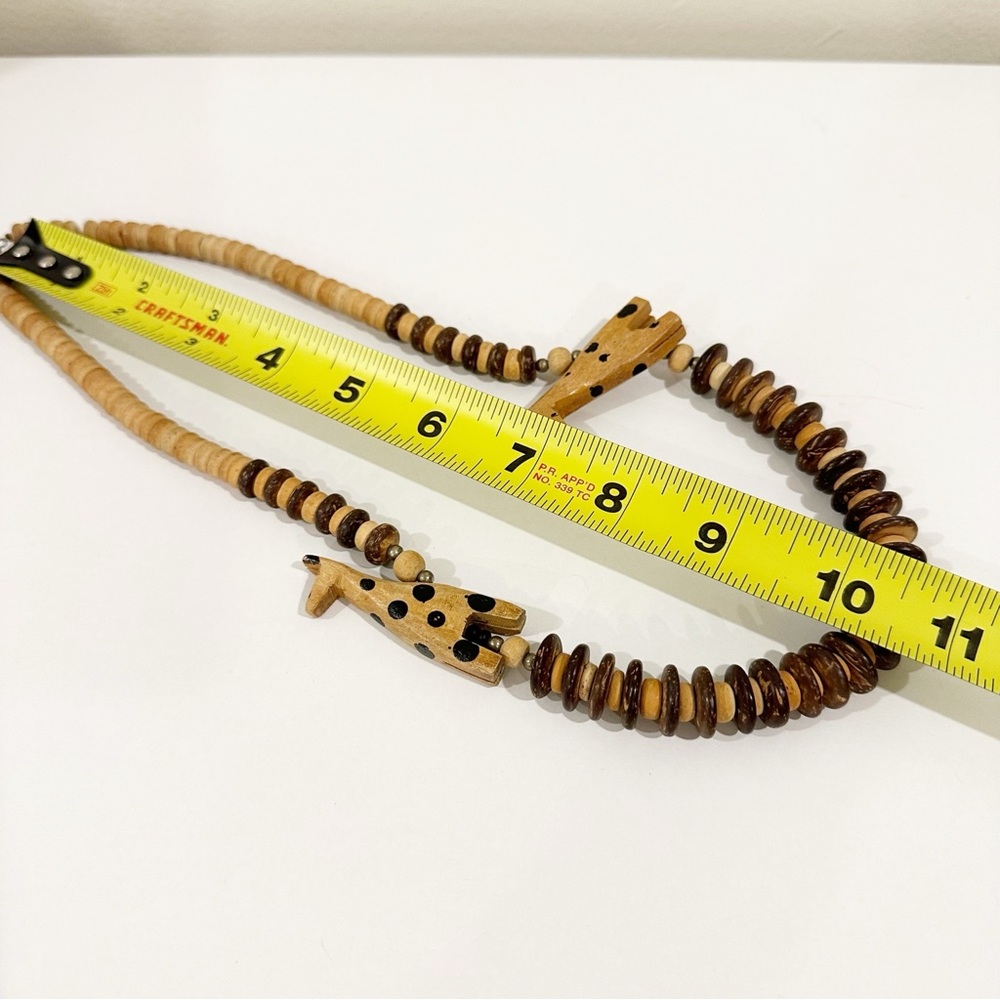 Vintage Wooden Safari Artsy Giraffe Statement Art Teacher Beaded Necklace - Picture 3 of 5